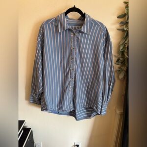 Free people striped oversized button up blouse